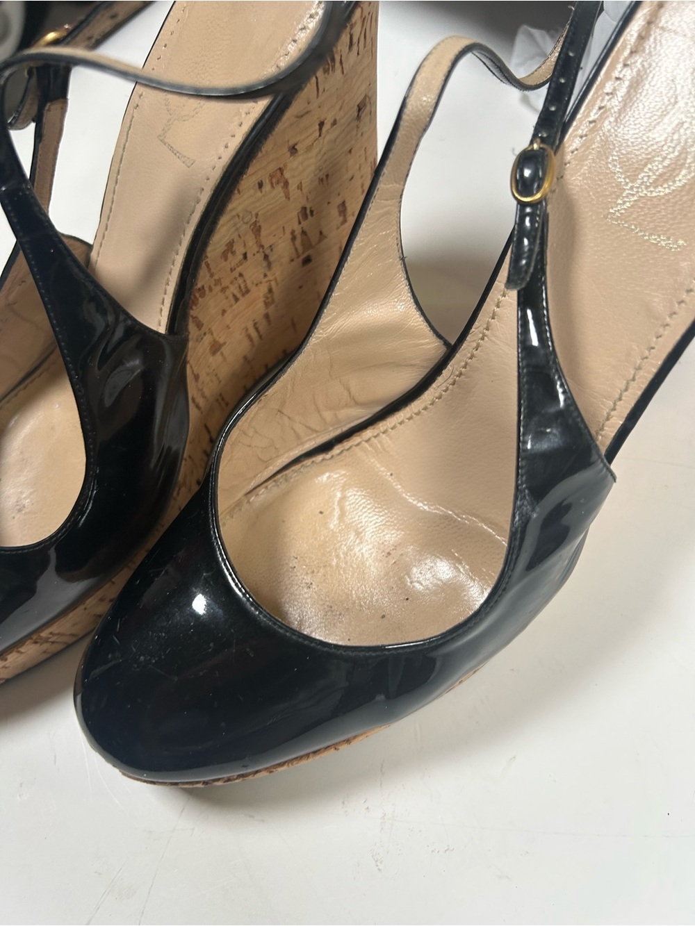 Yves Saint Laurent Black Patent Leather Slingback Clog Mules - Picture 13 of 16